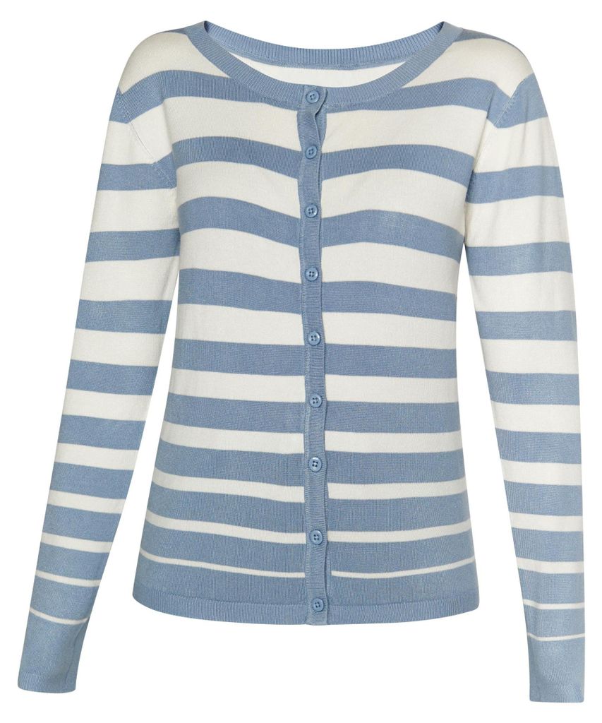 Mutha Damen Strick Jacke - blau-weiß, XL