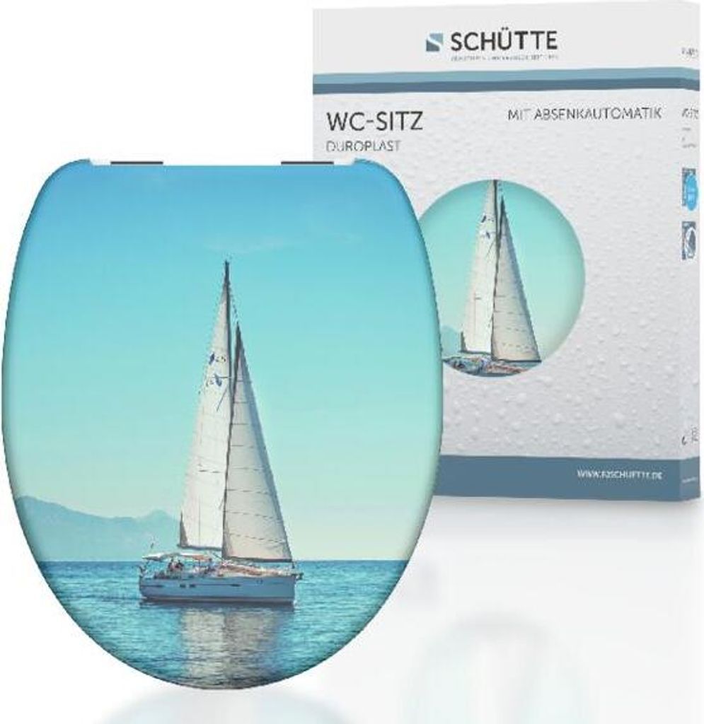 SCHÜTTE WC Sitz SAILING, Duroplast Toilettendeckel mit Absenkautomatik Motiv, Klobrille, Klodeckel, Toilettensitz