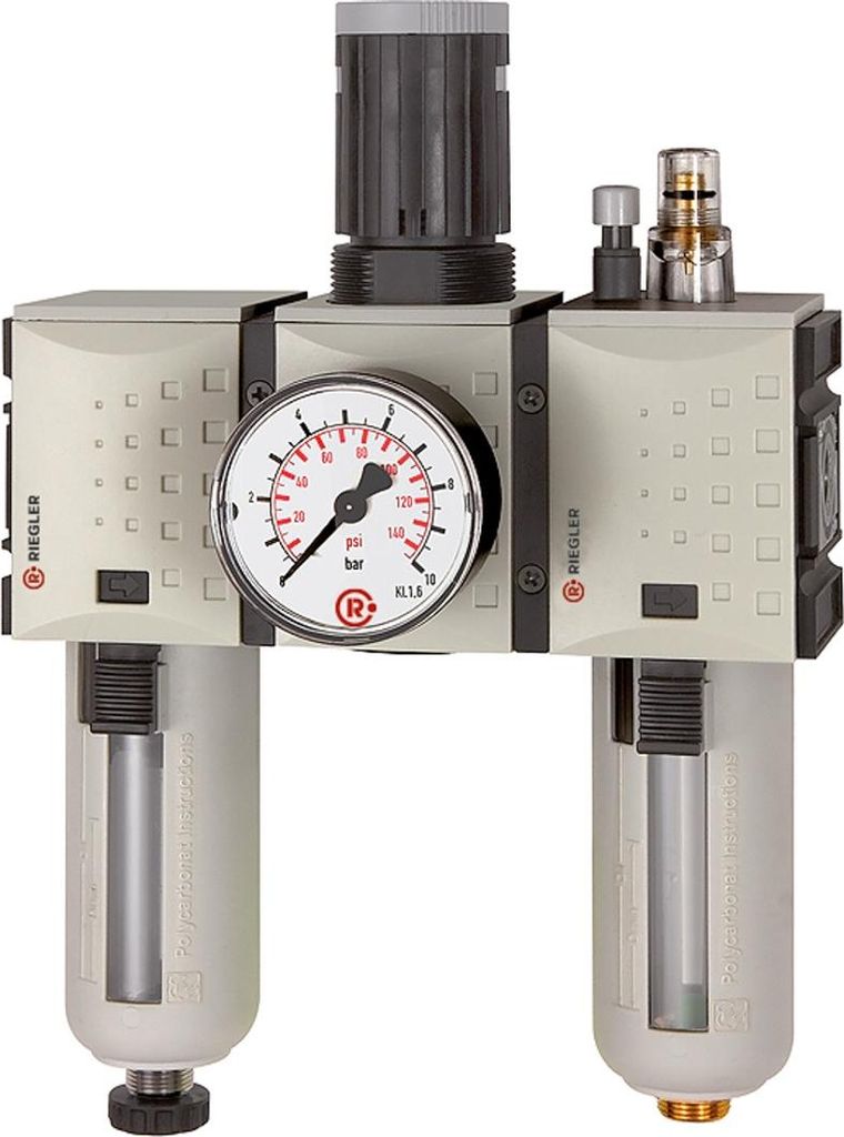 Riegler Wartungseinheit 3-tlg. »FUTURA«, PC, BG 4, G 3/4, 0,5 - 8 bar, HA