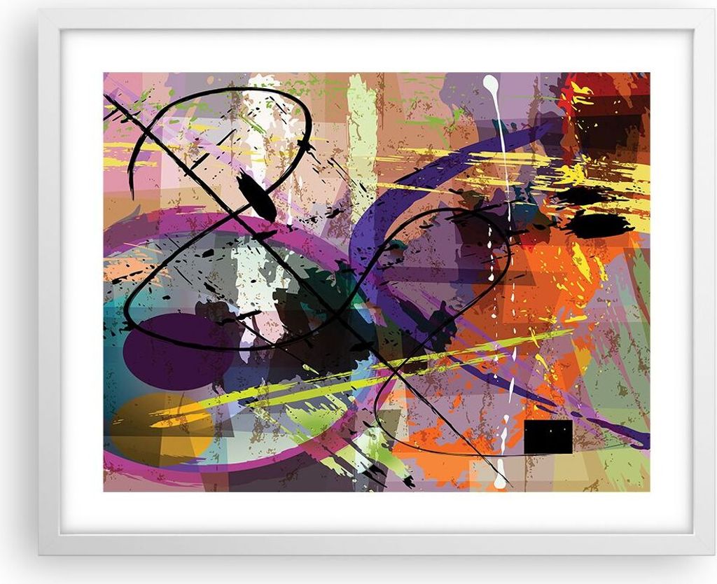Gerahmtes Poster - Weißer Rahmen - Abstraktion modern - 50x40 cm - Wand Bild - Wanddeko - Wandbilder - Kunstposter - Wandposter - Bilderrahmen - B...
