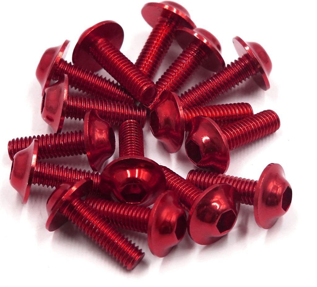 15 Stücke M6 x 20mm Sechskant Nummernschilder Verkleidungsschrauben Schrauben Rot für Motorräder
