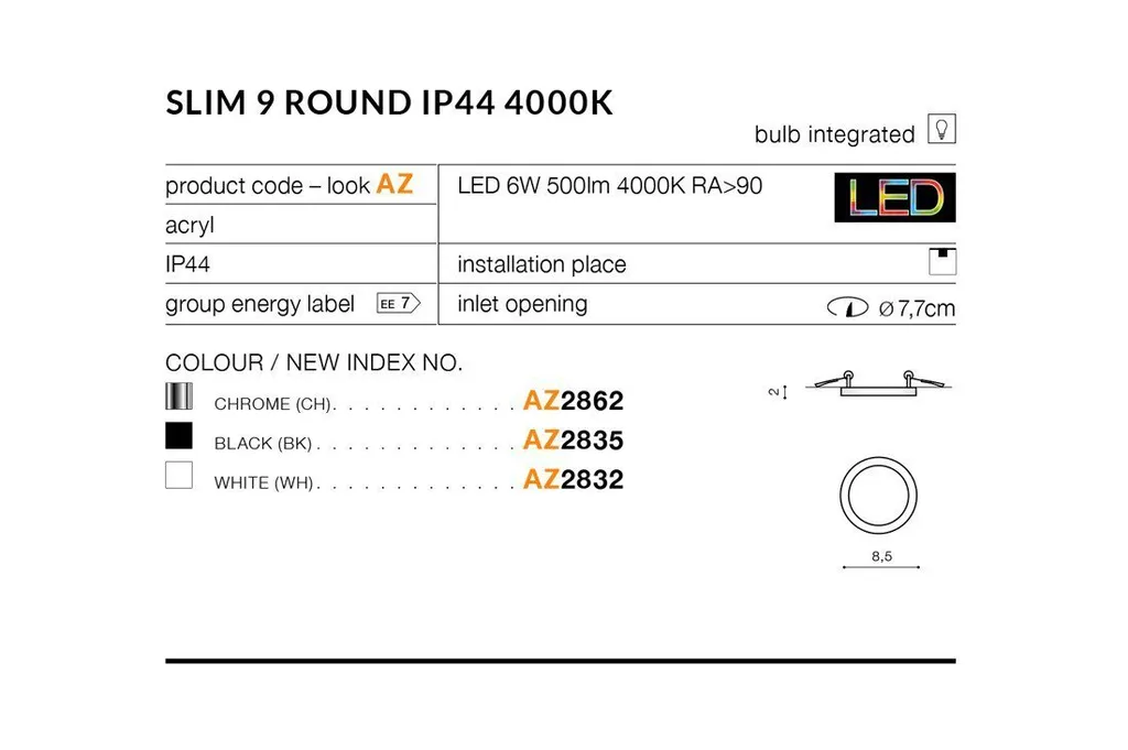 Illumina i tuoi momenti con Azzardo Slim 9 AZ2832 IP44 4000K
