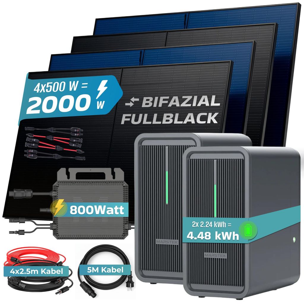 SUNNIVA® 2000W Balkonkraftwerk mit 4.48 kWh Speicher Produktbild 