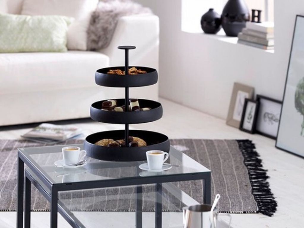 Etagere Negretto Ø 31 x H 39 cm Schwarz modern 3 Etagen Produktbild 