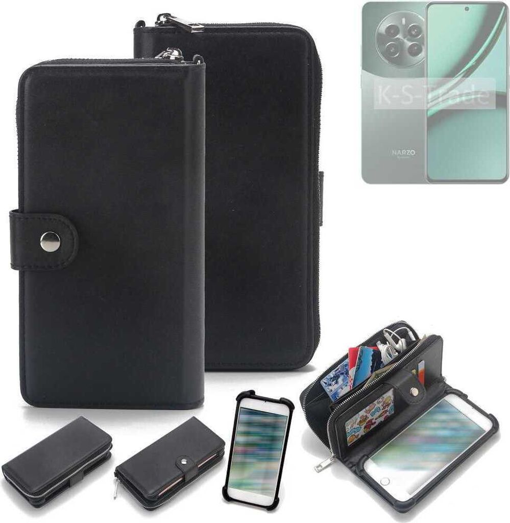 K-S-Trade 2in1 Handyhülle Schutzhülle kompatibel mit Realme Narzo 70 Pro 5G & Portemonnee Cover Handy Hülle Case Etui Geldbörse Wallet Bookstyle
