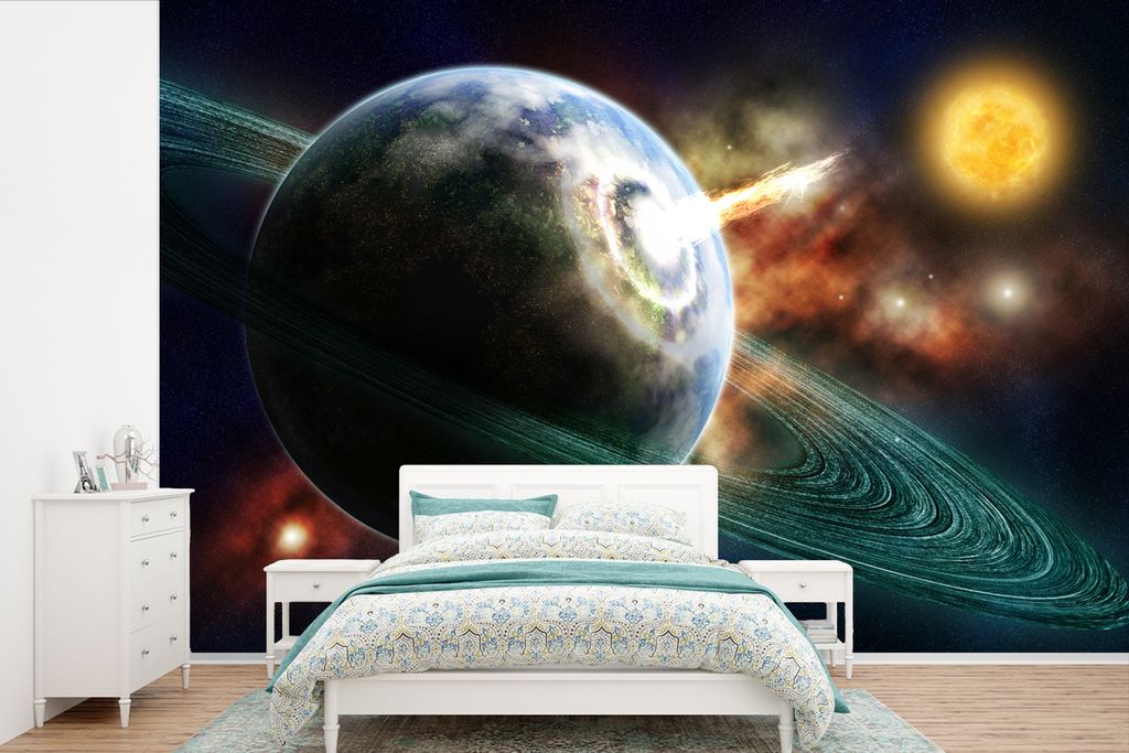 MuchoWow Fototapete für Wohnzimmer oder Schlafzimmer Wandtapete Vinyl Motivtapete Meteoriteneinschläge - 525x350 cm - Das Hintergrundbild