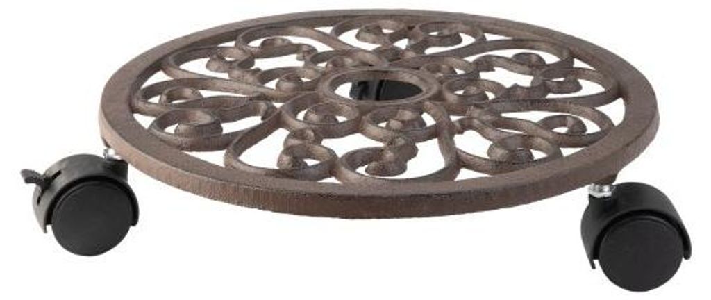 Pflanzroller 30cm Blumenroller Metall Gusseisen mit Rollen Bremse