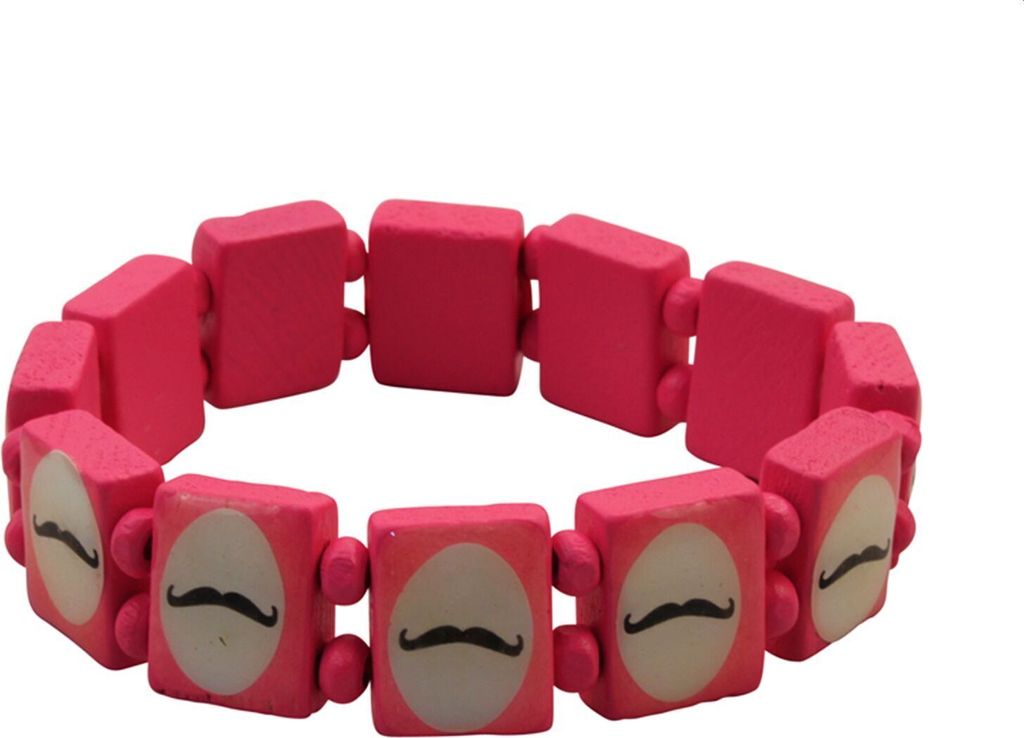 Holzarmband - Moustache - rosa