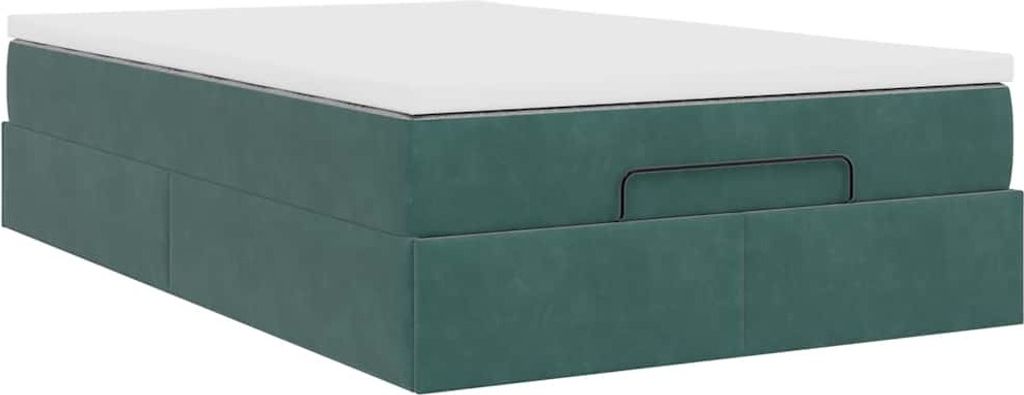 Ottoman-Bett mit Matratze Dunkelgrün 120x200 cm Samt