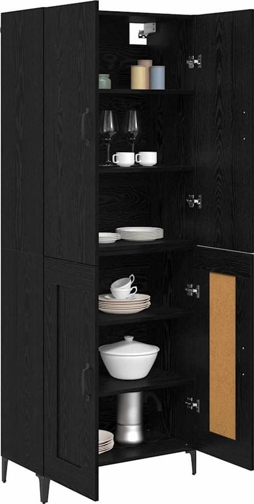 Cloris Designermöbel Highboard Schwarz Eichen-Optik 69,5 x 34 x 180cm Holzwerkstoff - 2026Neu951665 - Kommoden
