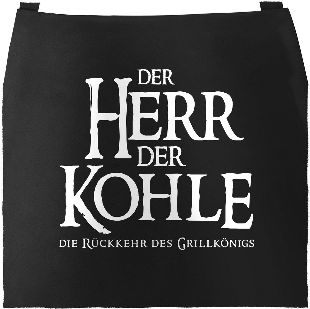 Grill-Schürze für Männer mit Spruch Der Herr der Kohle die Rückkehr des Grillkönigs Moonworks schwarz-weiß unisize