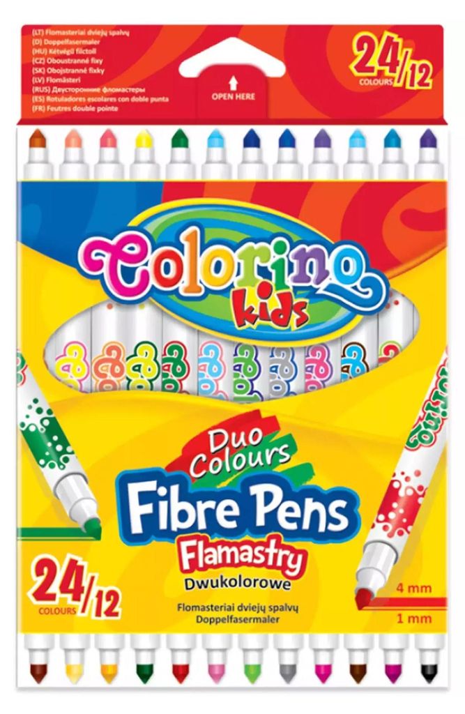 Marqueurs bicolores 12pcs / 24 couleurs Colorino Image du produit 