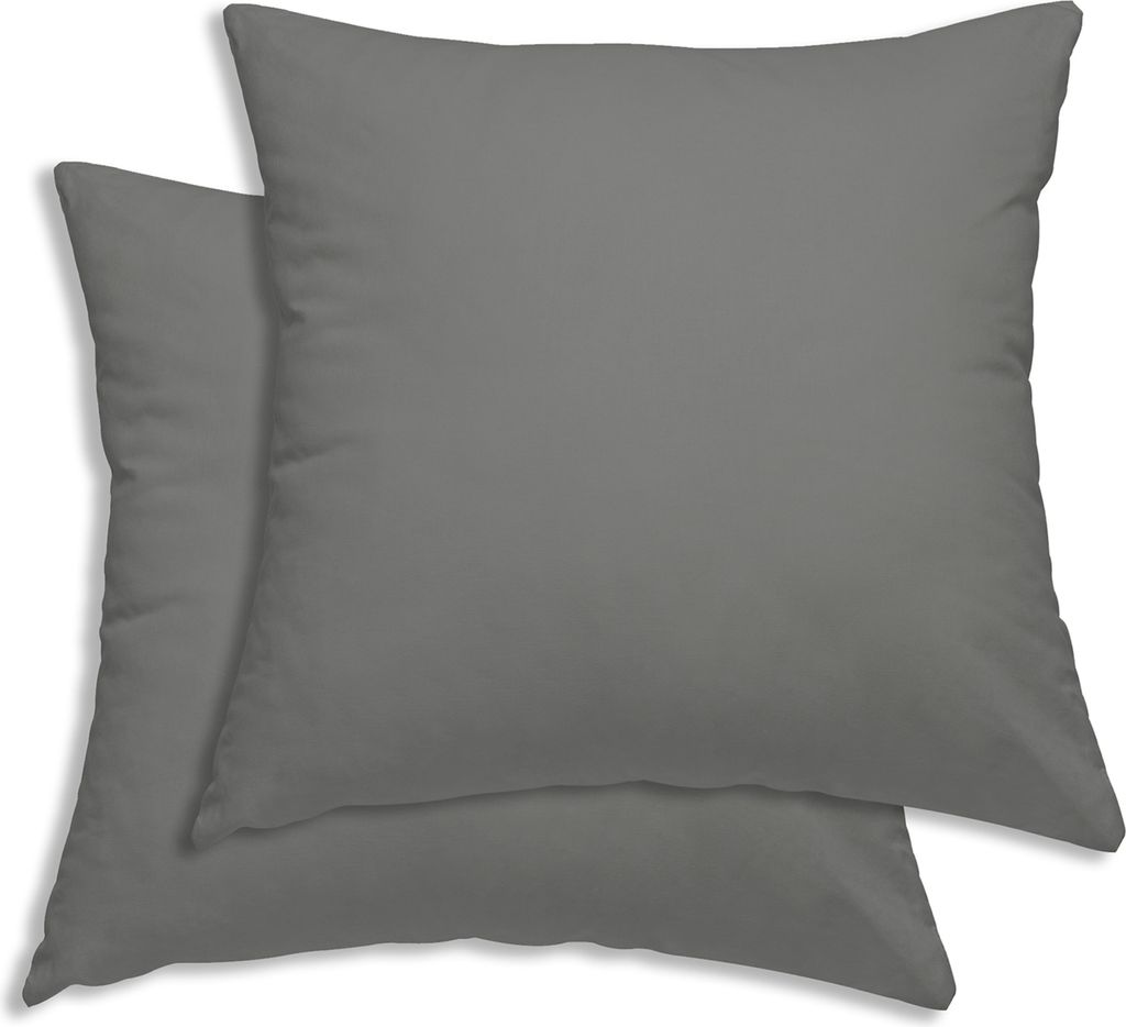 2er Set Kissenbezug Kissenhülle 80x80 cm grau Uni Produktbild 