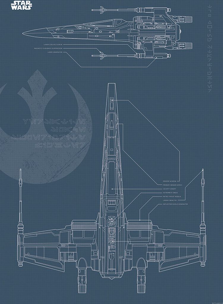 Disney Poster Star Wars X-wing Dunkelblau - 610277 - 50 x 70 cm