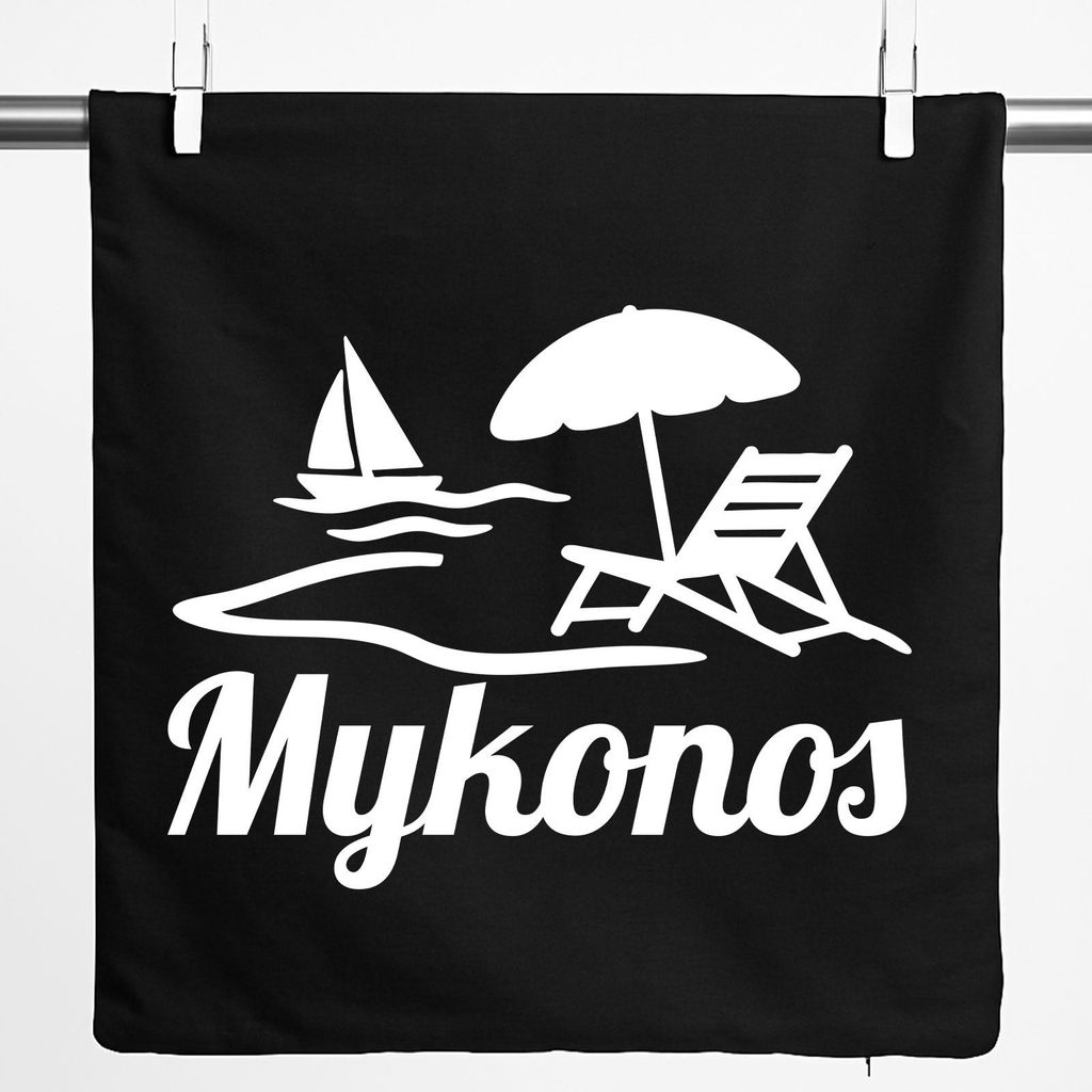 Huuraa Kissenbezug Mykonos Griechenland 40x40cm Black Baumwolle Dekokissenbezug Geschenkidee