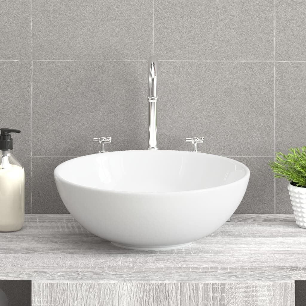 (Robust Möbel) Waschbecken Weiß 28x28x10cm Keramik - CL766197 - Gartenmöbel & Zubehör