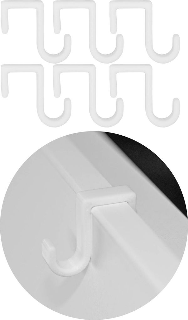 6x Türhaken Türklemme Türklammer Falzmaß 14 mm Türclip Türhaken Tür Kleiderhaken Universal Weiß