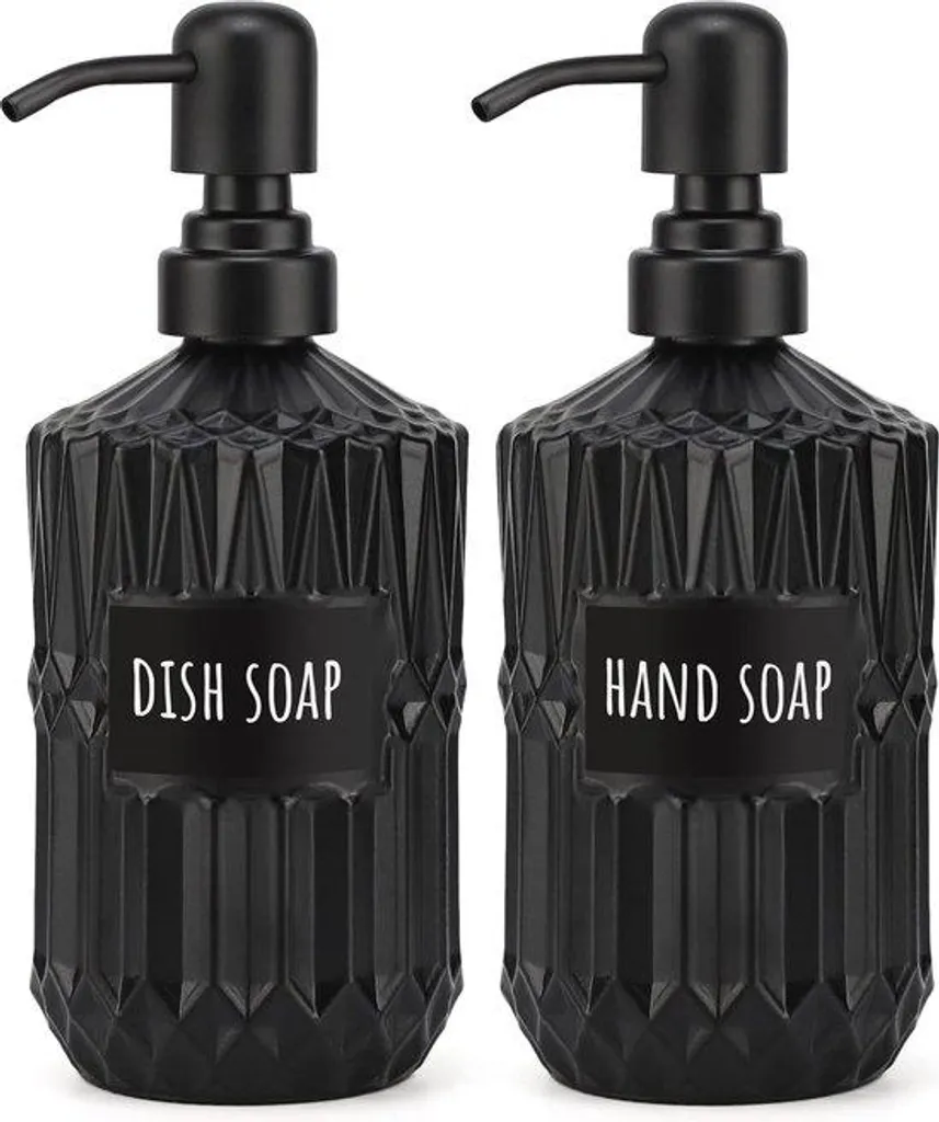 Distributeur de savon noir avec 2 flacons en verre 450 ml - Duo Vintage