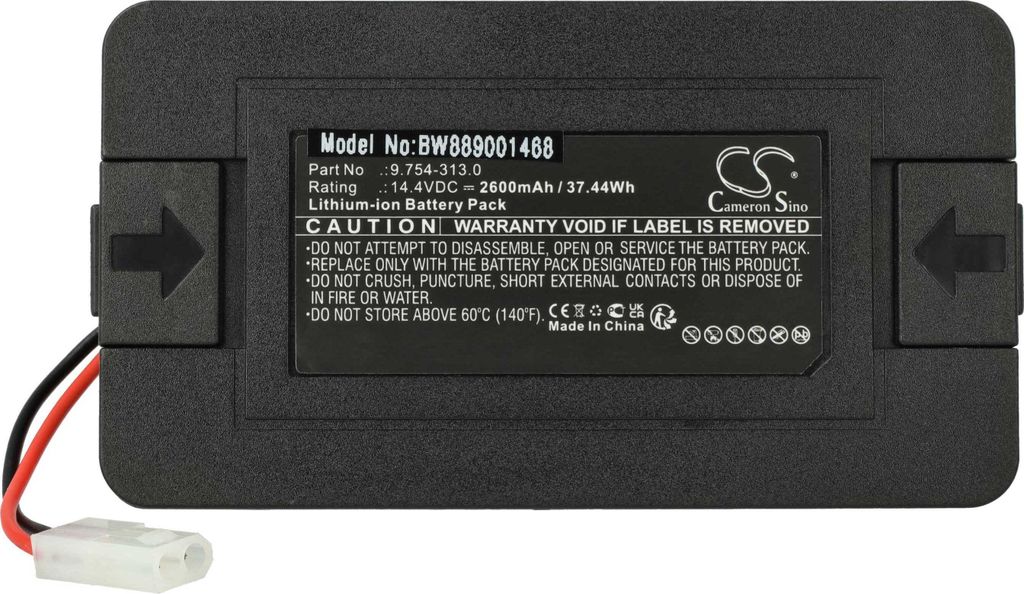 vhbw Akku kompatibel mit Rowenta Explorer 20, 40, 20 RR682, 40 RR724, 40 RR725, 20 RR687, 40 R727 Saugroboter Schwarz (2600 mAh, 14,4 V, Li-Ion)