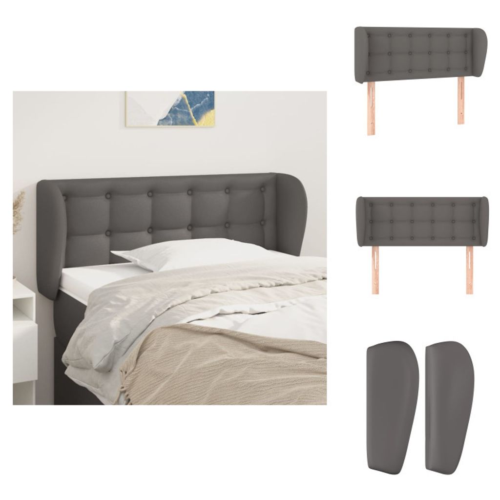 vidaXL Kopfteil mit Ohren Grau 103x23x78/88 cm Kunstleder - Produktbild 
