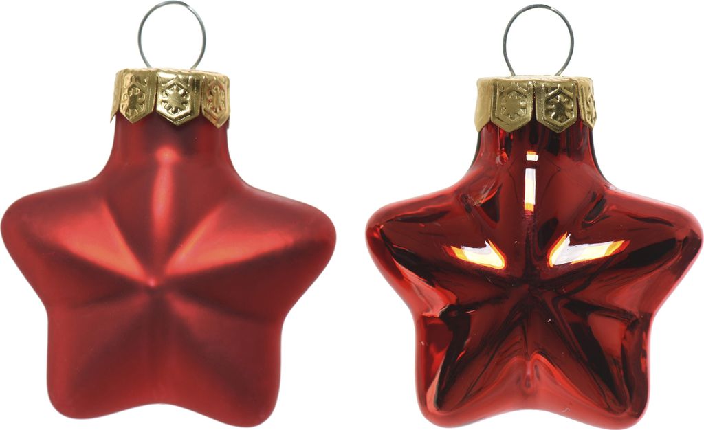 Christbaumschmuck Sterne 4cm Glas 12 Stück - Weihnachtsrot