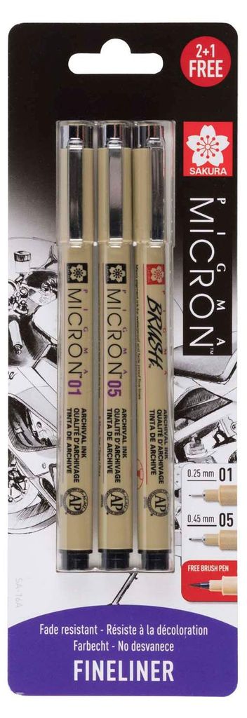 Sakura Blisterkarte Pigma Micron 3 Stück