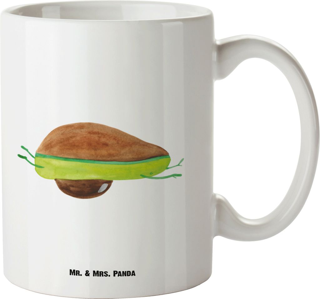 Mr. & Mrs. Panda Keramiktasse Avocado Yoga - Weiß - Geschenk, Bauch, Haferl, Hilfe, Humor, jumbotasse, steingut tasse, Sport, Teepott, Haha, Kaffe...