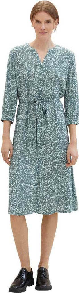 Tom Tailor Printed With Belt Kleid Grün 38 Frau Grün 38