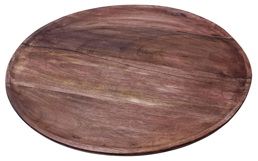 Walnussholz Deko Tablett natur rund - 38 cm - Massivholz Servierteller glatt geschliffen - Dekoteller Holzteller Kerzenteller