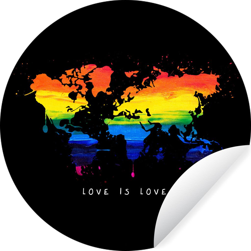 MuchoWow Runde Wandtattoo - Wandsticker Tapete Aufkleber Weltkarte - Stolz - Liebe Ø 30 cm Selbstklebend und Repositionierbar - Wandaufkleber - ...