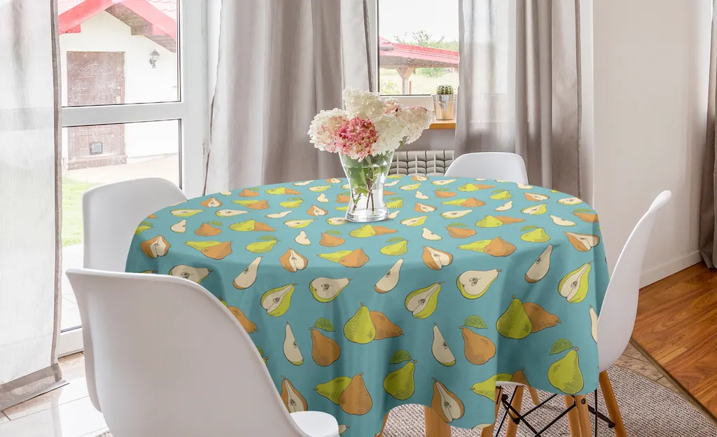 Tovaglia Rotonda 150 cm ABAKUHAUS Fantasia Pere Albicocca per Cucina