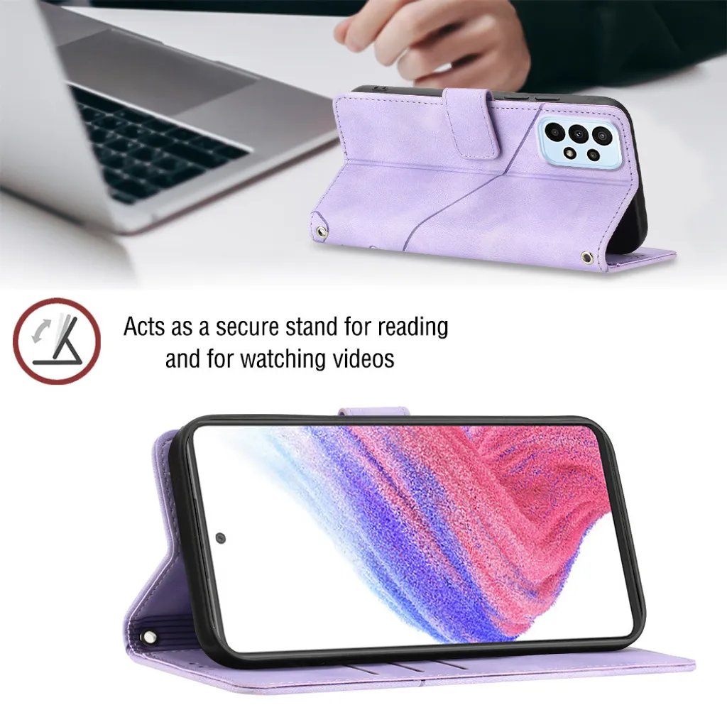 Cover Viola Samsung A73 5G: Custodia Elegante in Pelle con Intagli 3D - 6