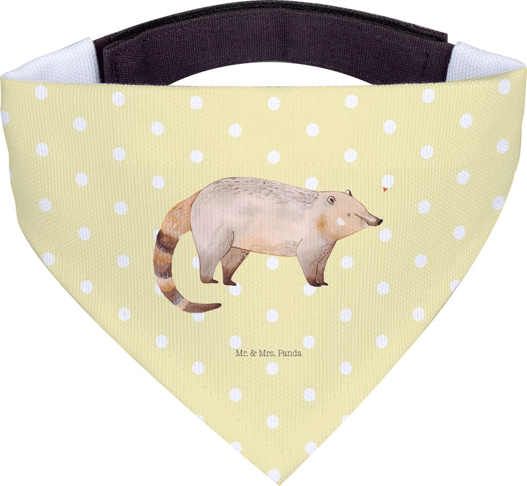 Mr. & Mrs. Panda Hund Halstuch Nasenbär - Gelb Pastell - Geschenk, Bär, Tuch, Lustige Sprüche, Rüsselbär, Für Hunde, Hundehalstuch, Nasenbären