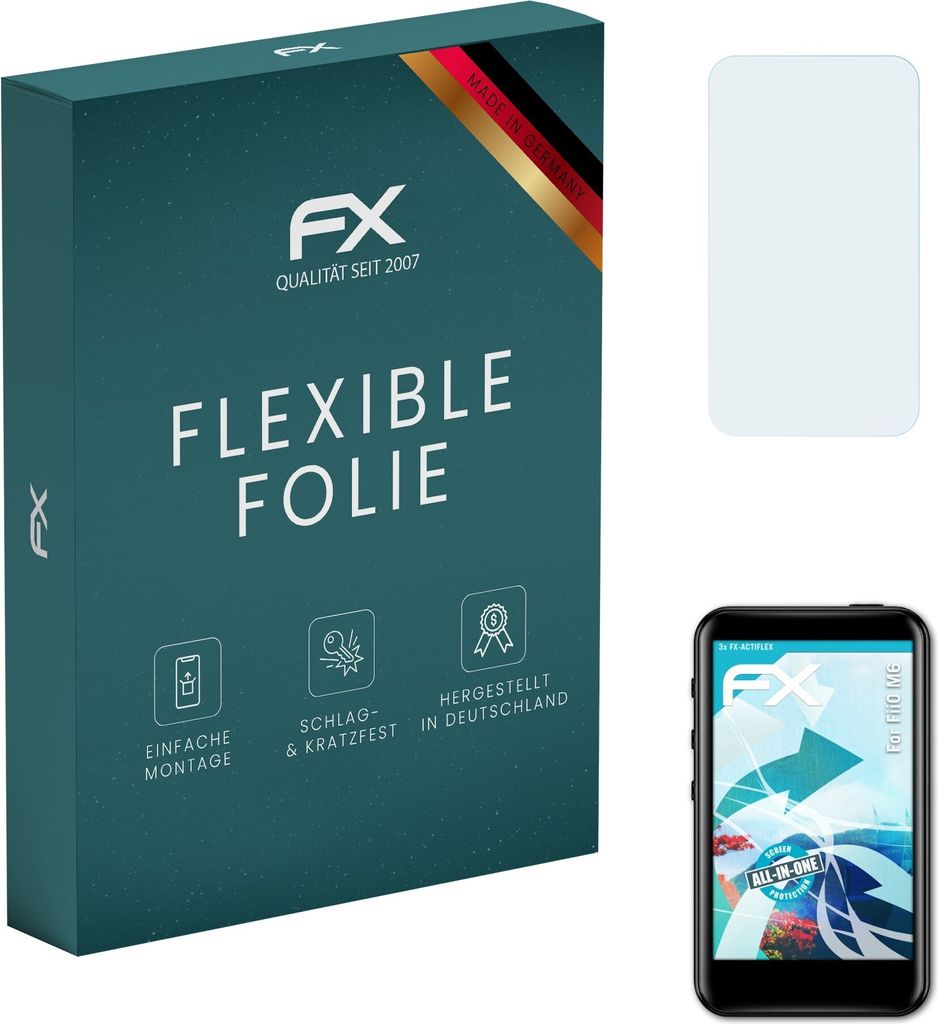 atFoliX FX-ActiFleX 3x Schutzfolie kompatibel mit FiiO M6 Folie