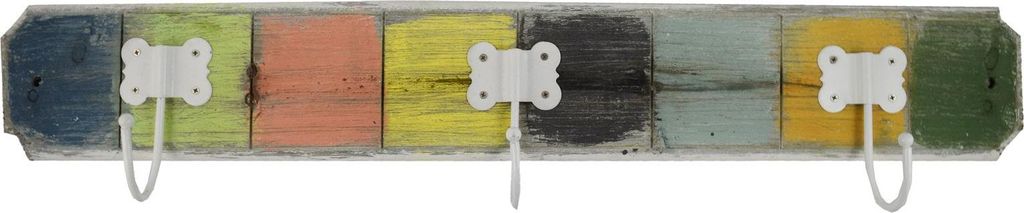 Holz Garderobe 65x13cm bunt Hakenleiste Kleiderhaken Garderobenhaken Wand Haken