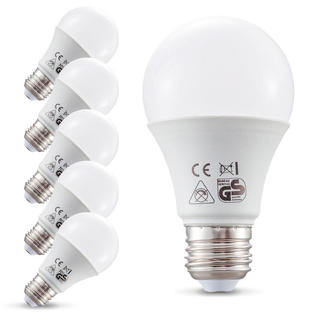 5x LED Lampe 8,5 Watt dimmbar E27 Birne 60 Glühbirne Glühlampe Energiesparlampe 