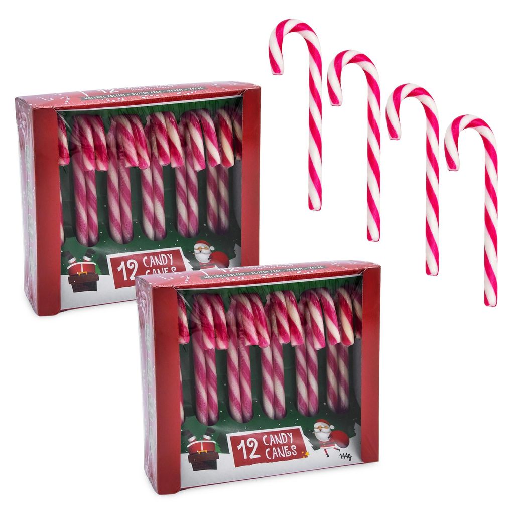 24x Zuckerstangen essbar - Geschmack: Erdbeere - Weihnachts Produktbild 
