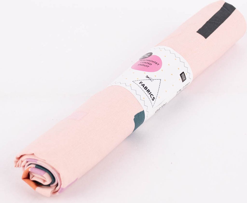 Rico Design beschichtete Baumwolle grafisches Muster rosa lila dunkelg
