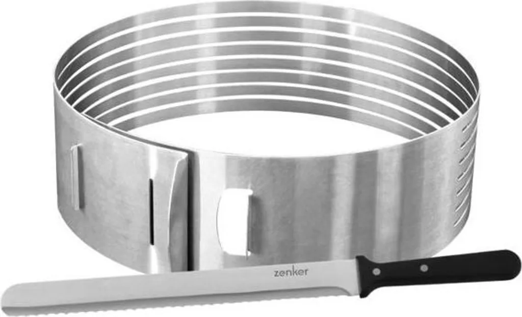 Set di utensili da cucina Zenker, 2 pezzi, acciaio inossidabile, coltello da 30 cm, anello regolabile per torte da 26-28 cm