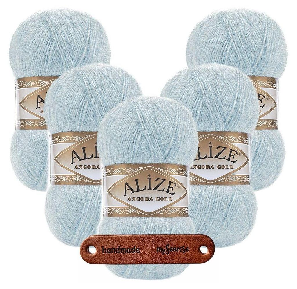 5 x ALIZE Angora Gold 114 Light Aqua mit Label Produktbild 