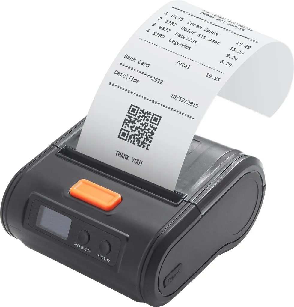 Mini Imprimante POS 80mm Bluetooth avec Largeur de Papier Réglable 30-80