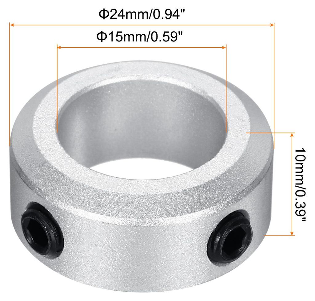 Aluminium Stellringe 15 mm Innendurchmesser Klemmring Silber Wellensicherungsring Bohrung Set-Schrauben-Stil Klemmringe Tiefenanschlag fš¹r Bohre...