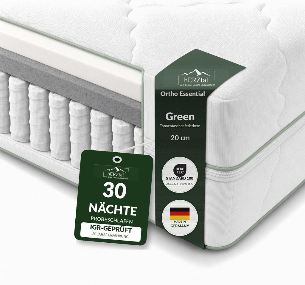 hERZtal Ortho Essential Green Taschenfederkernmatratze Produktbild 