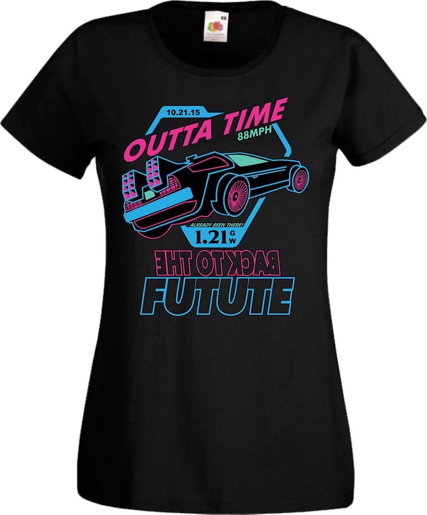 Damen T-Shirt Anime Manga Back To The Future, Lady XL / Schwarz