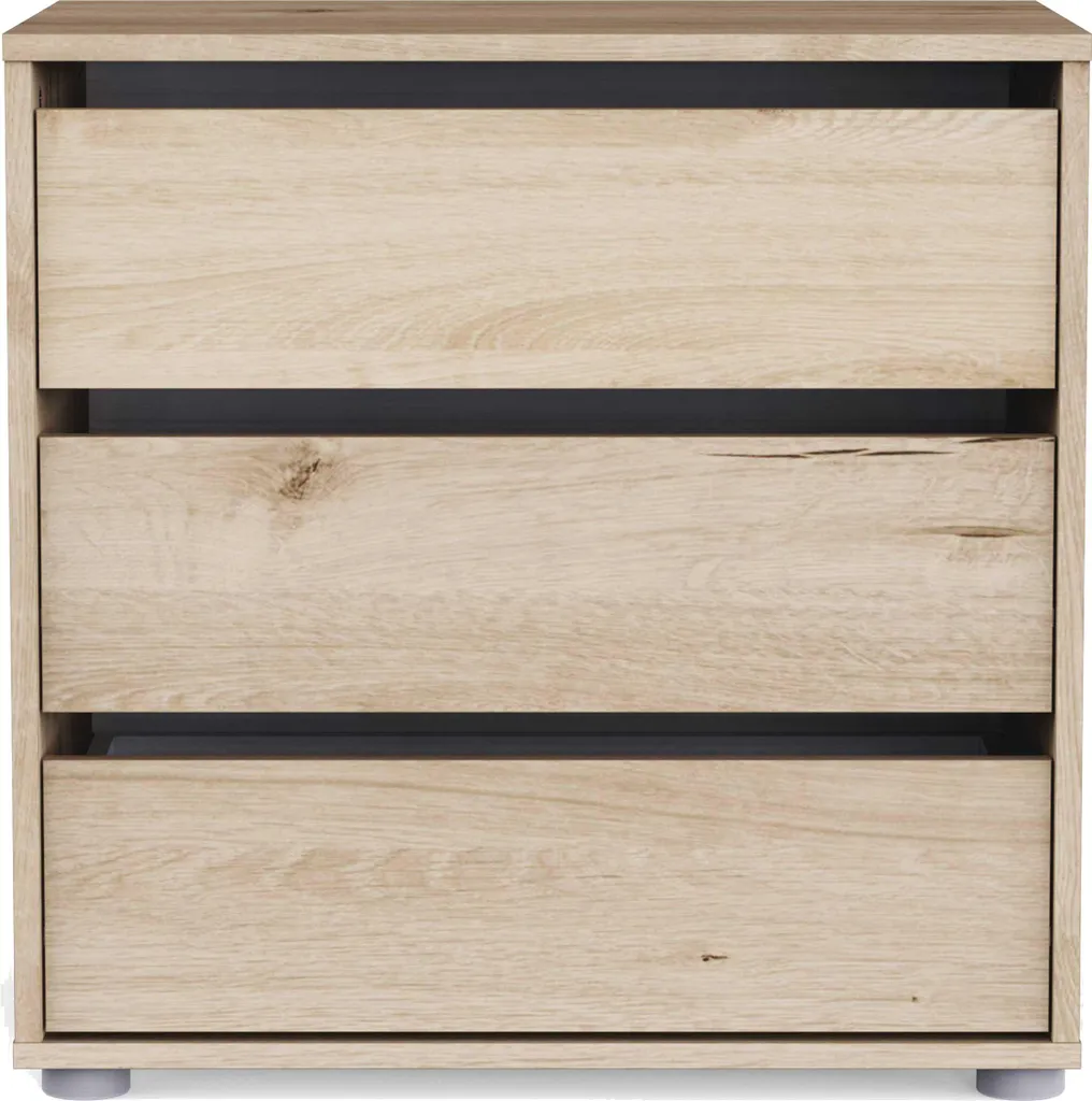 Commode en chêne 3 tiroirs compacte pour chambre et bureau
