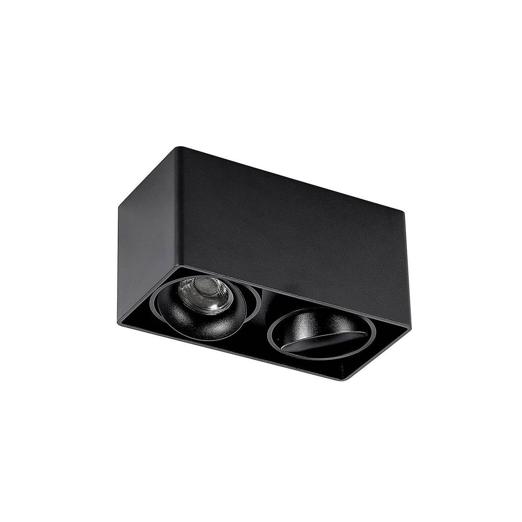 Arcchio Downlight Kubika, 19 cm, schwarz, 2-flg., Metall Produktbild 