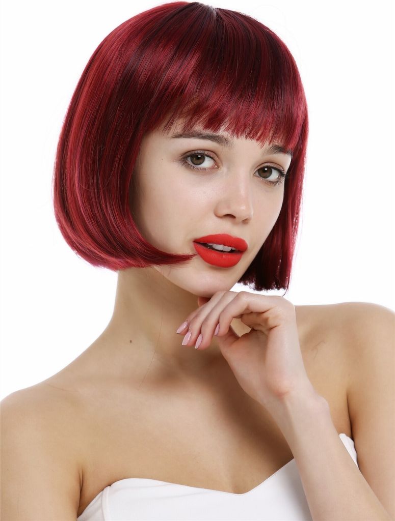 WIG ME UP Perücke kurz klassischer Bob gerader Pony Rot Produktbild 