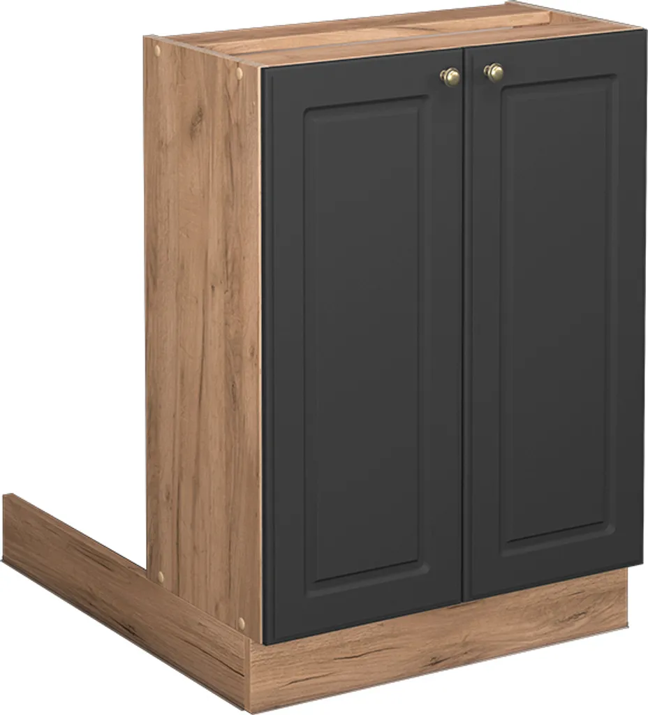 Vicco isola cucina Fame-Line, 60 cm senza piano di lavoro, Antracite-oro/Quercia dorata