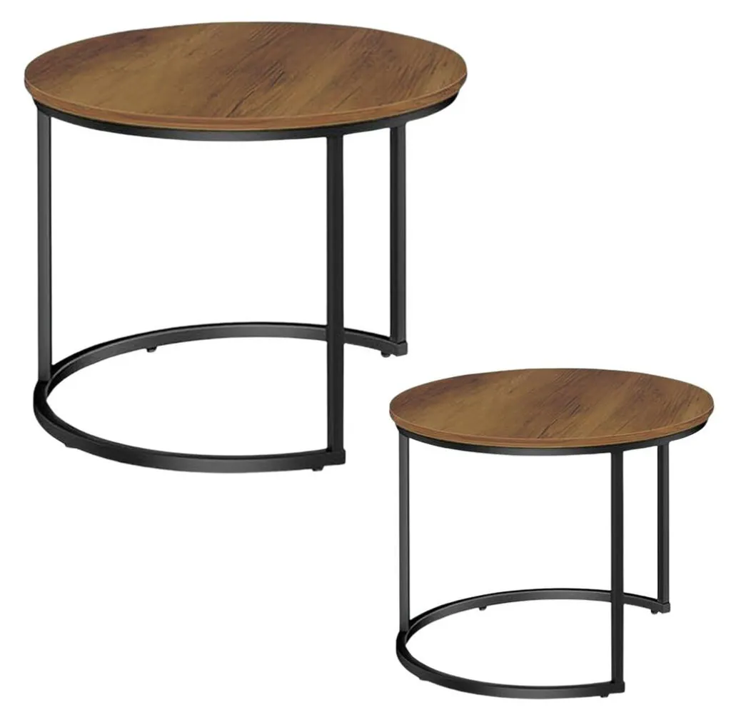 Table basse ronde pour petit salon ensemble gigogne en bois véritable