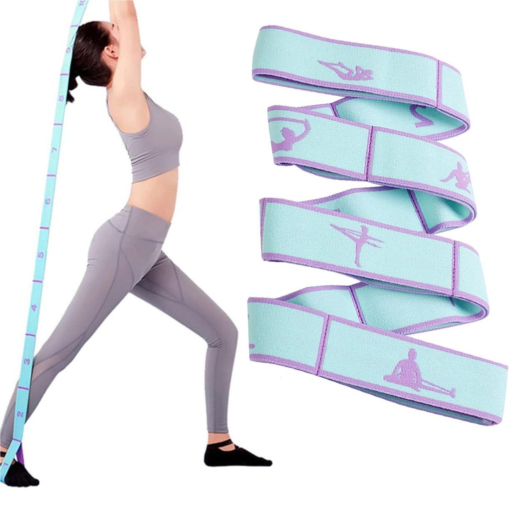 2 Stück Yoga Gurt Gymnastikband 8 Schlaufen,Elastisches Resistance Band, Fitness Dehnungsband, Stretching,Pilates,Trainingsband für Yoga-Enthusia...